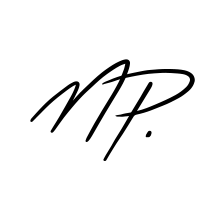 Monogramme artistique de Mathieu Poirette, graphiste à Crans-Montana, Valais.