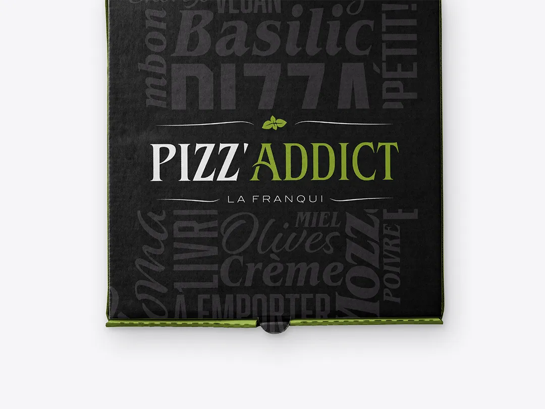 Packaging de pizza moderne et premium – graphiste à Sion